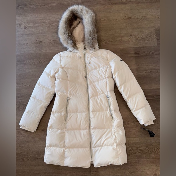 New Ralph Lauren RLL Faux-Fur-Trim Hooded Puffer Women’s Cream Coat Size M NWT - Picture 6 of 16